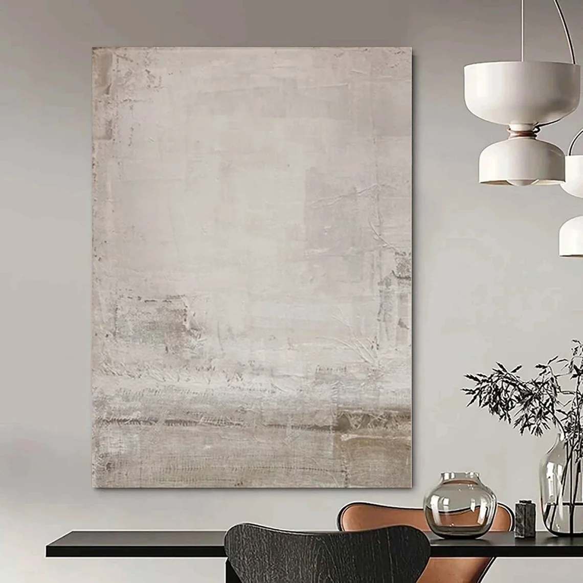 Bedroom Original White Living Hand-painted Abstract Wall Art 5PNRN